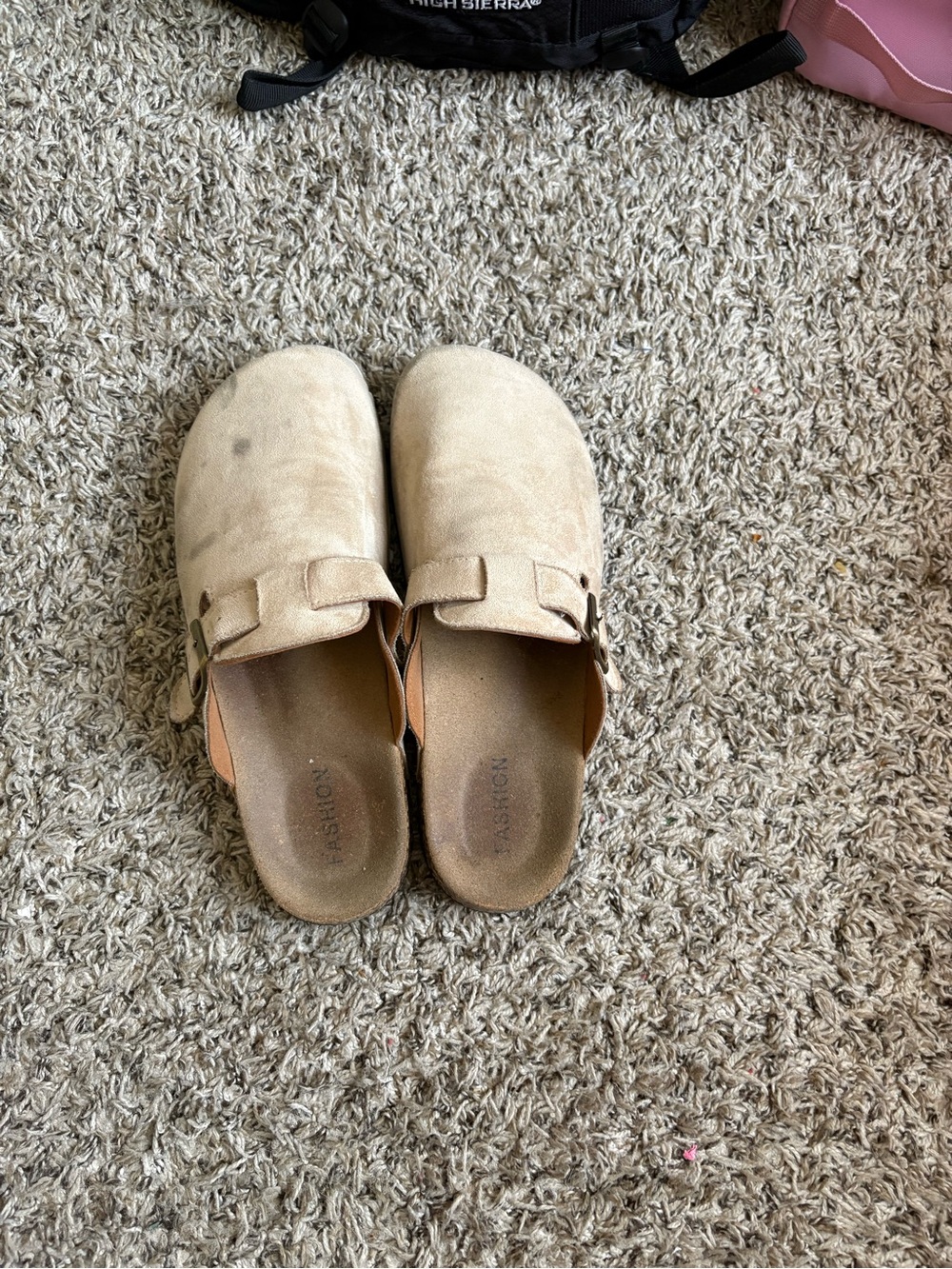 Beige Slip-On Clog with Buckle